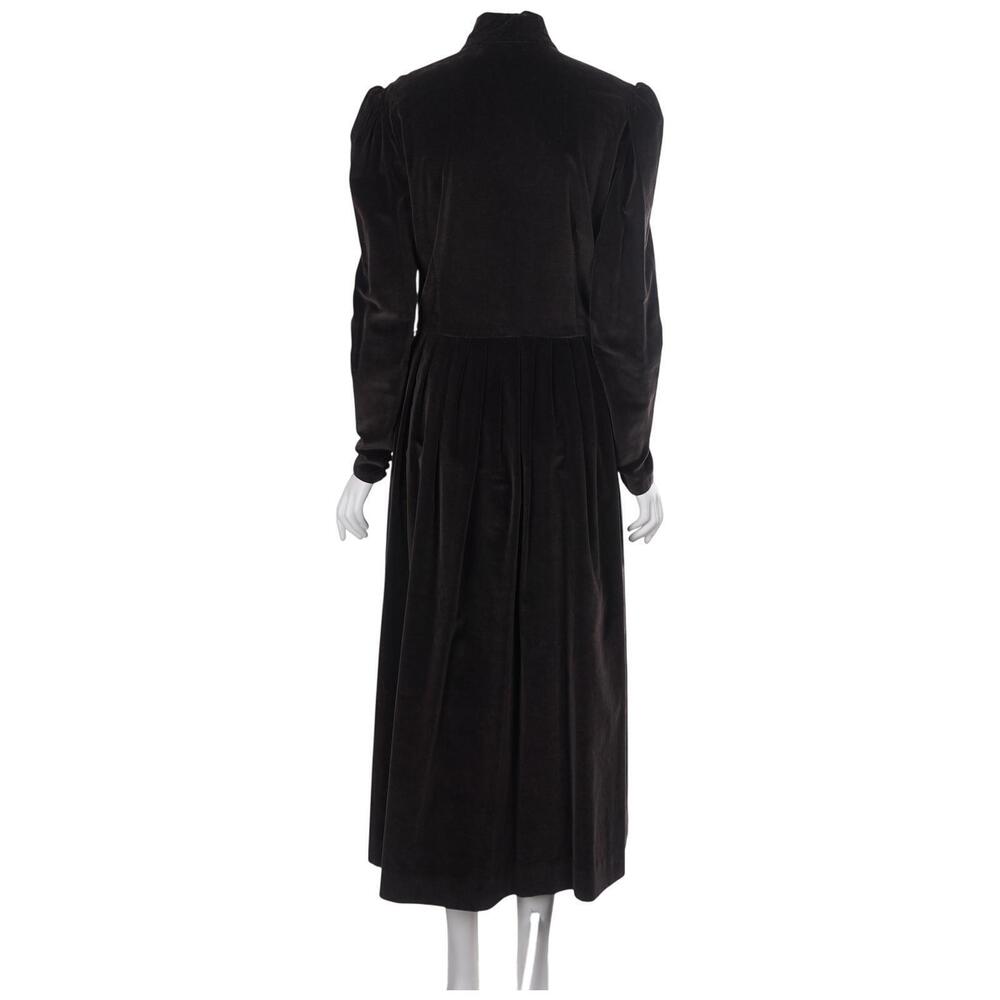 Ralph Lauren Vintage Dress 12 Brown Velvet High Neck Puff Sleeve Victorian Maxi - Picture 6 of 9